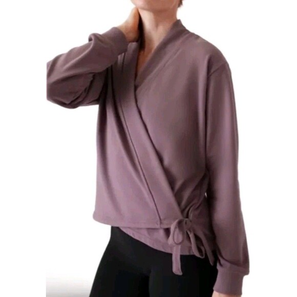 Athleta Women's Sz XL Retroterry Wrap Sweatshirt in Damask Mauve - Picture 1 of 5